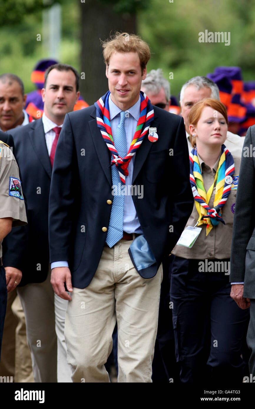 El Príncipe William asiste a la ceremonia de apertura del 21 Jamboree Scout Mundial en Hylands Park, Chelmsford, Essex. Foto de stock