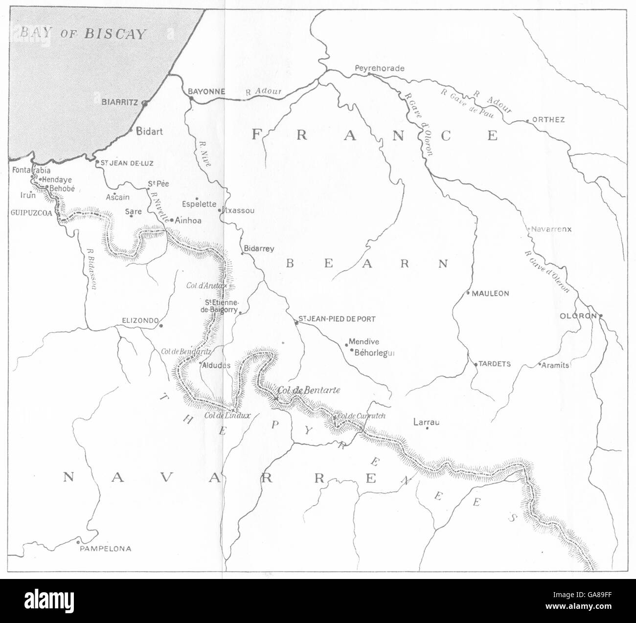 Los Pirineos Atlánticos País Vasco Croquis, 1921 Fotografía de stock