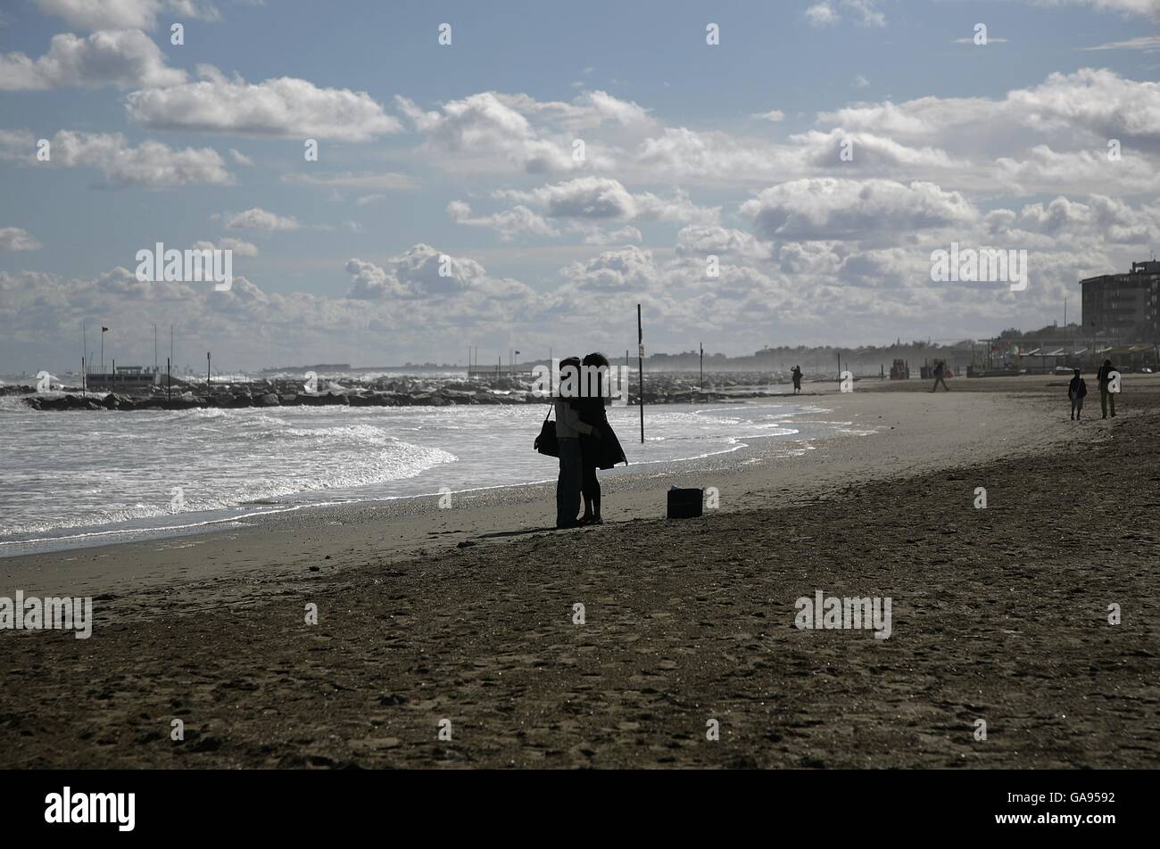Festival de Cine de Venecia. Vista general de la playa Lido de Venecia Foto de stock