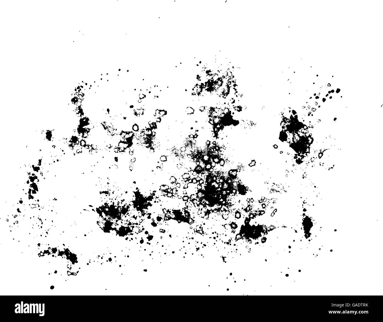 Silueta negra mancha con gotitas, manchas, manchas, salpicaduras Imagen