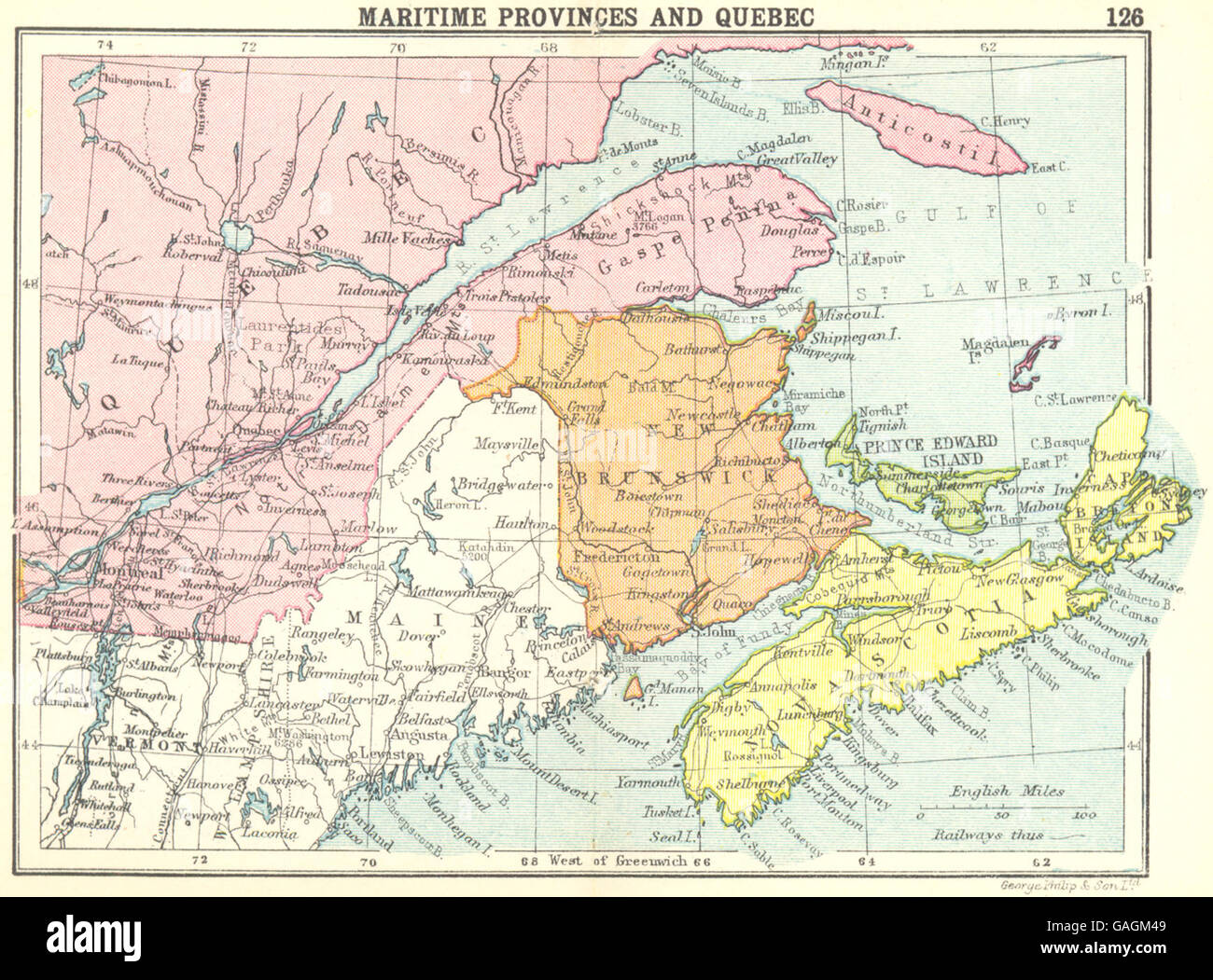 Canadá Provincias Marítimas y Quebec; pequeño mapa, 1912 Fotografía de