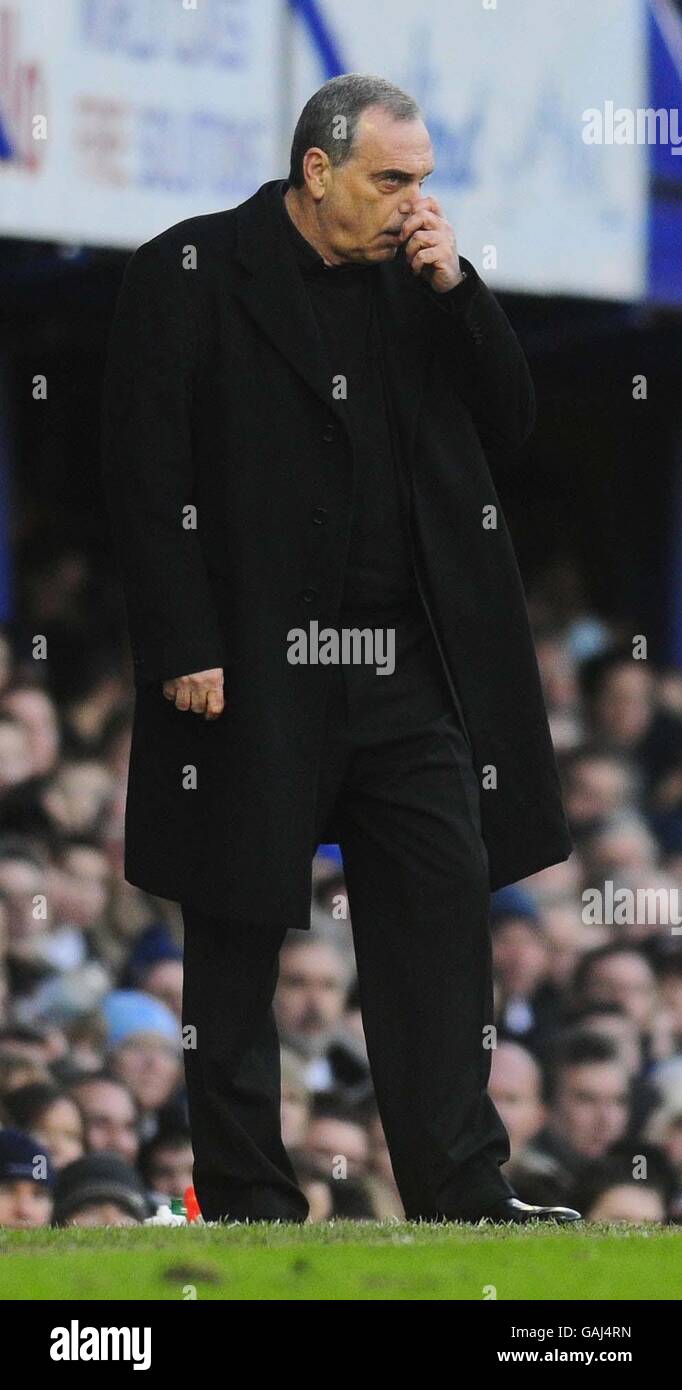 Fútbol - Barclays Premier League - Portsmouth v Chelsea - Fratton Park. Avram Grant, gerente del Chelsea, durante el partido de la Liga Premier de Barclay en Fratton Park, Portsmouth. Foto de stock