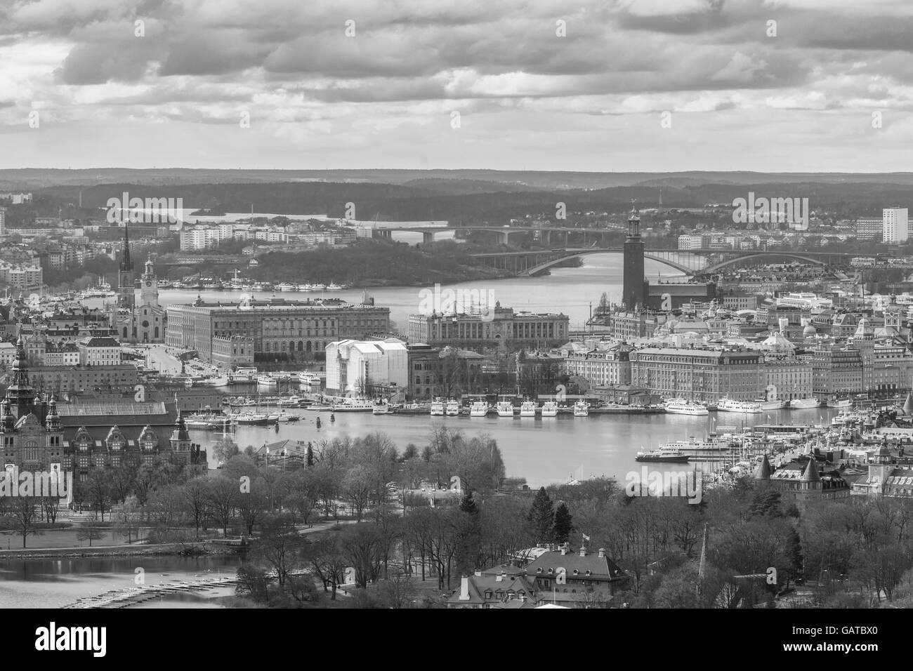 Estocolmo, Suecia. Vista aérea de la Ciudad Vieja. Panorama panorama de la ciudad de Estocolmo. Foto de stock