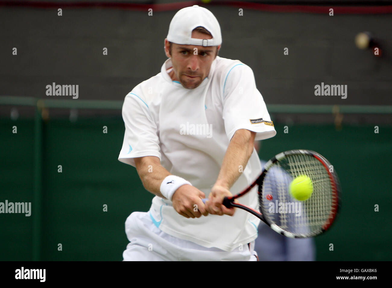 Tenis - Campeonato de Wimbledon 2008 - Día Dos - El Club de toda Inglaterra. Benjamin Becker en acción contra Nikolay Davydenko en Wimbledon Foto de stock