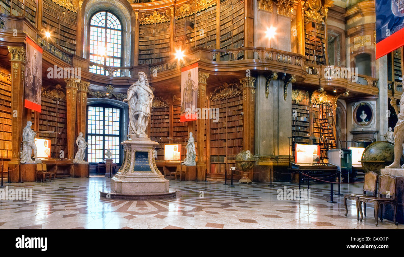 La Biblioteca Nacional (Prunksaal) en Viena Foto de stock