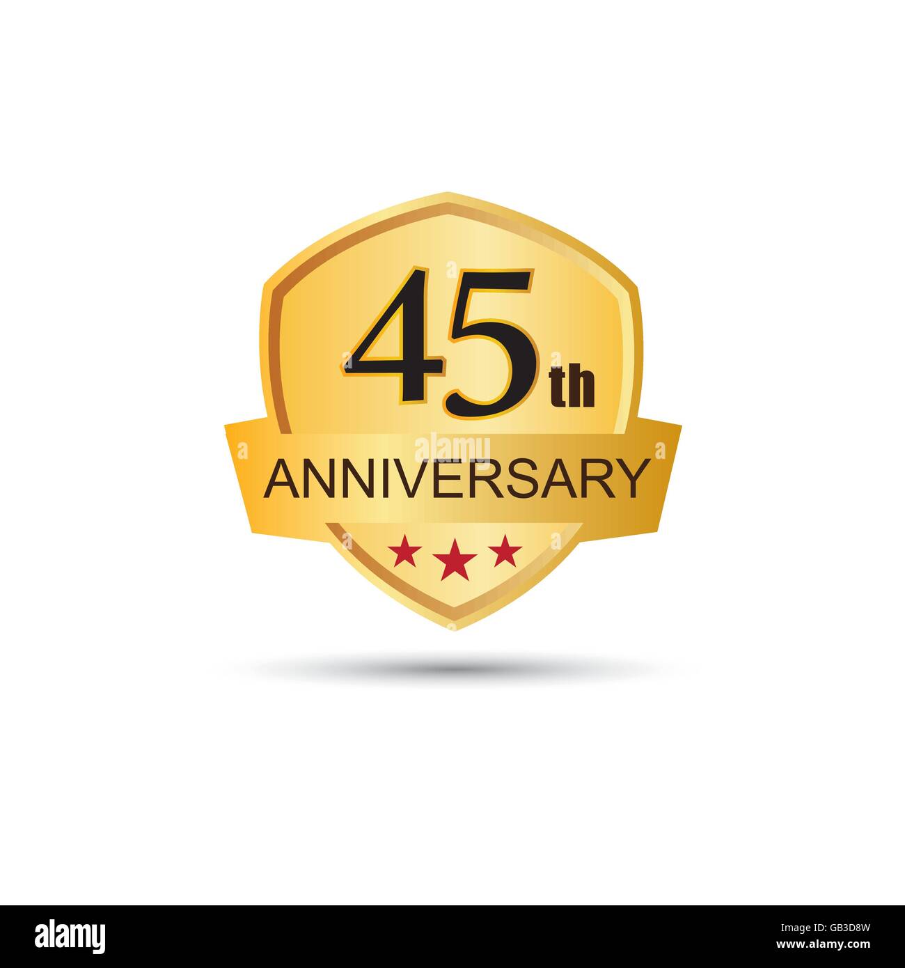 Insignia de Oro el logotipo del aniversario 45 años Ilustración del Vector