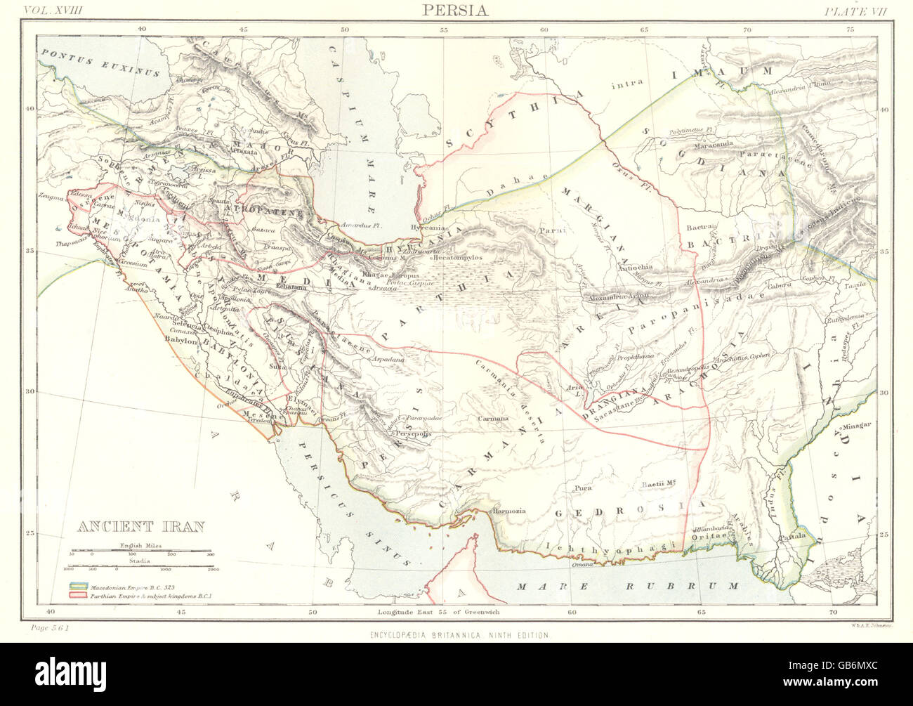 La antigua Persia: Persia Irán; Irán antiguo. Iraq. La novena edición de la Britannica 1898 mapa Foto de stock