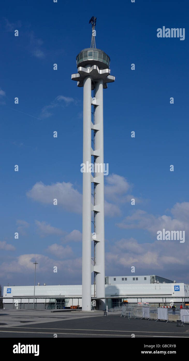 Torre Hermesturm, Hermes, feria de Hannover, Baja Sajonia, Alemania Foto de stock