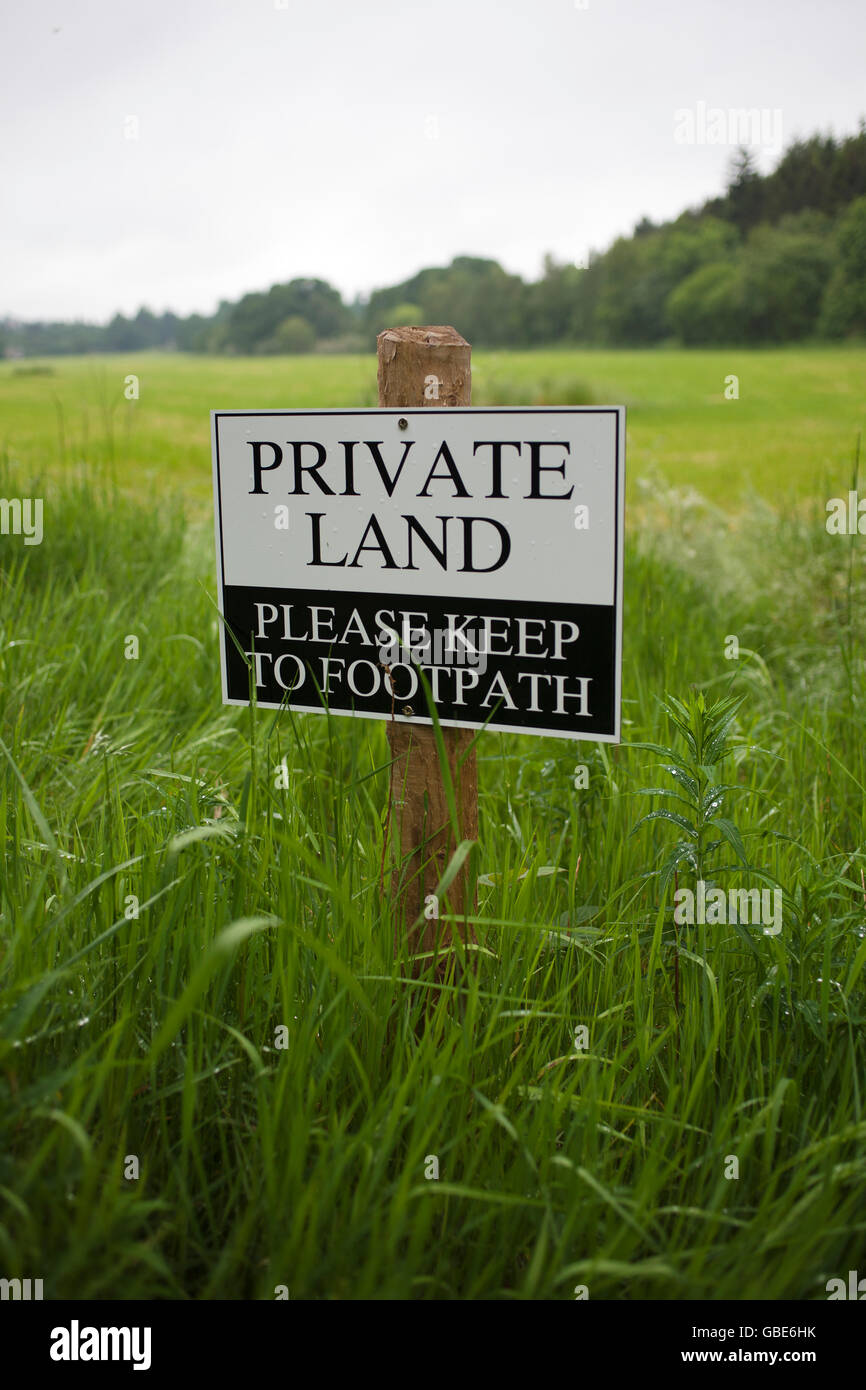 Signo de tierras privadas Foto de stock
