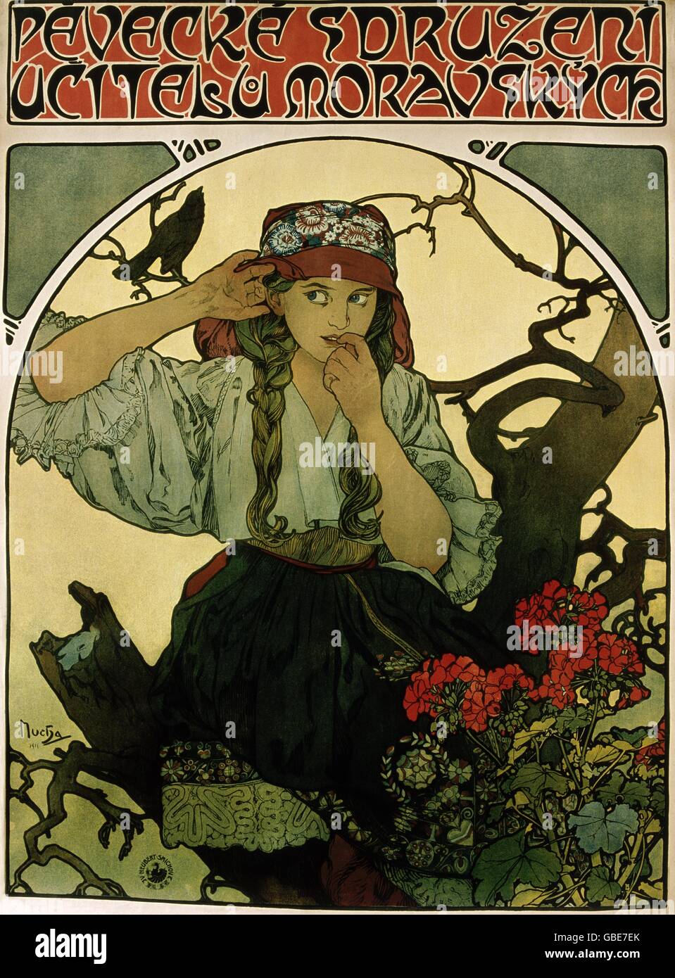Bellas artes, Alfons Mucha, (1860 - 1939), poster 'Pevecke Sdruzeni Ucitelu Moravskyck', Foto de stock