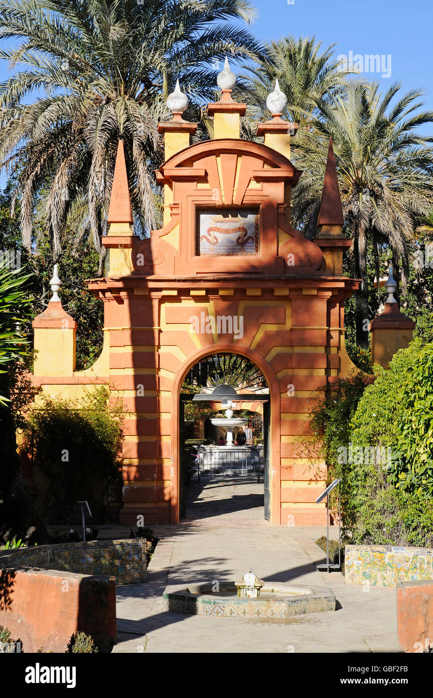 Jardines del Alcázar, el jardín, el Alcázar, el Palacio Real, Sevilla, provincia de Sevilla, Andalucía, España, Europa Foto de stock