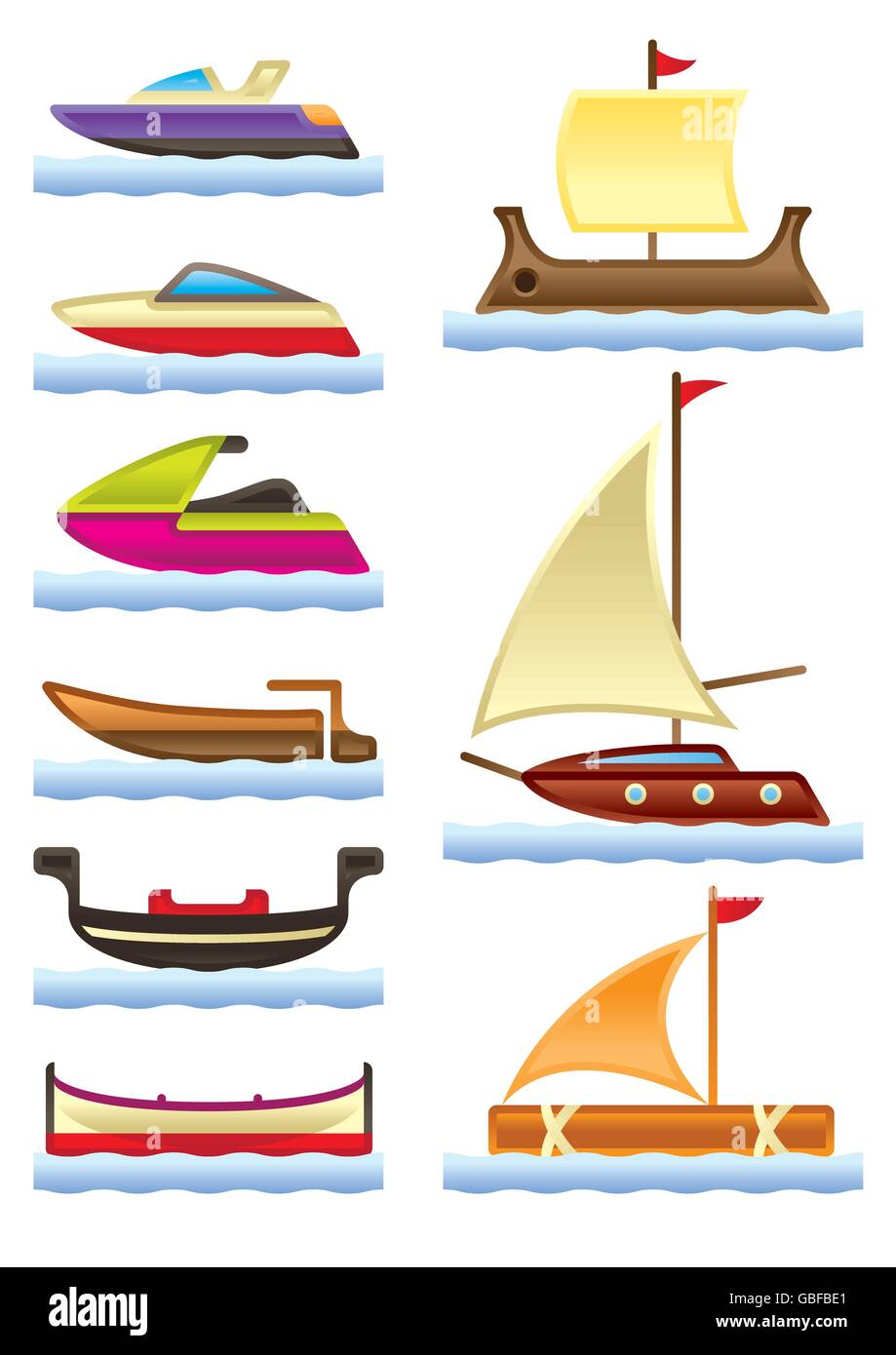 Los barcos de río y mar - ilustración vectorial Ilustración del Vector