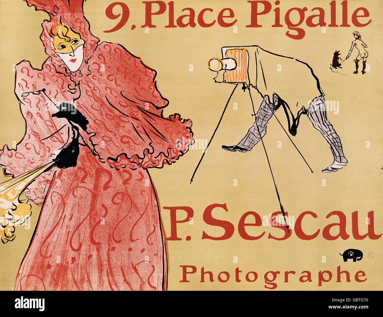 P.Sescau fotógrafo, publicidad por Henri de Toulouse-Lautrec, del siglo XIX. Foto de stock