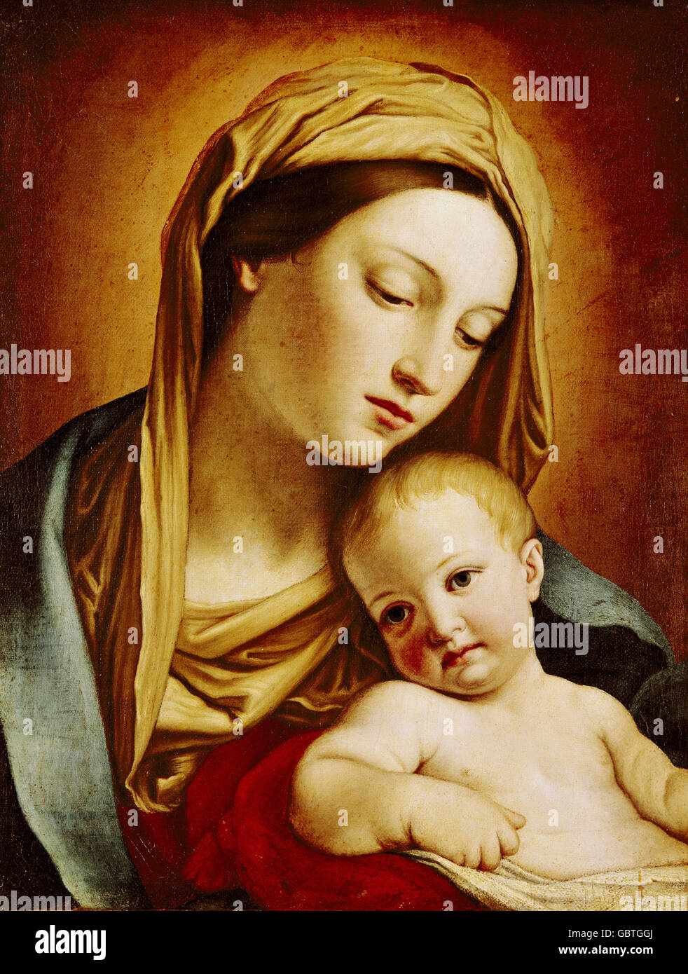 Bellas artes, Il Sassoferrato, (1609 - 1685), pintura 'Madonna' y el niño, la segunda mitad del siglo xvii, Pommersfelden, Foto de stock