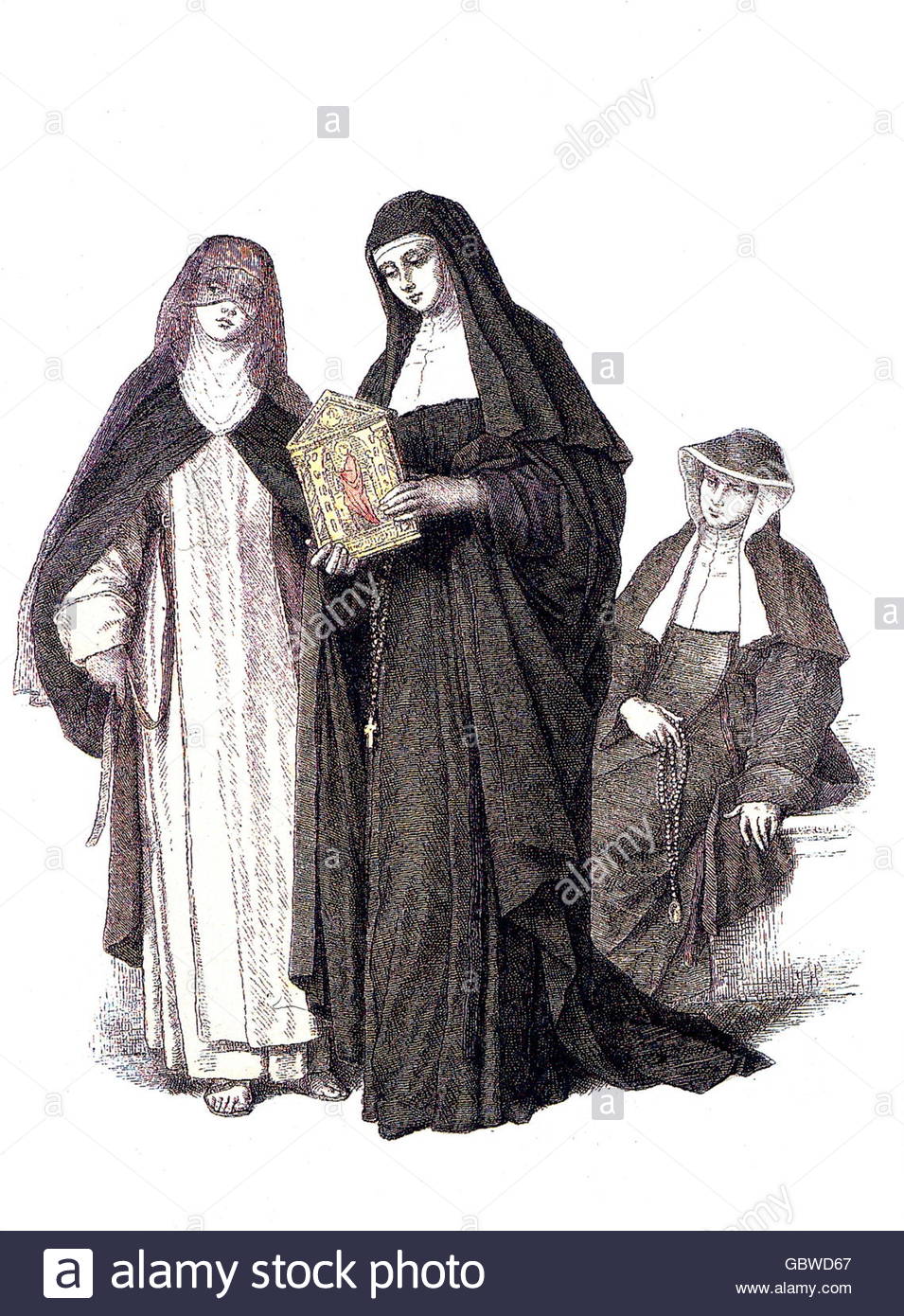 La religión, sacerdotes, monjas, capuchinos (Ordo Sanctae Clarae