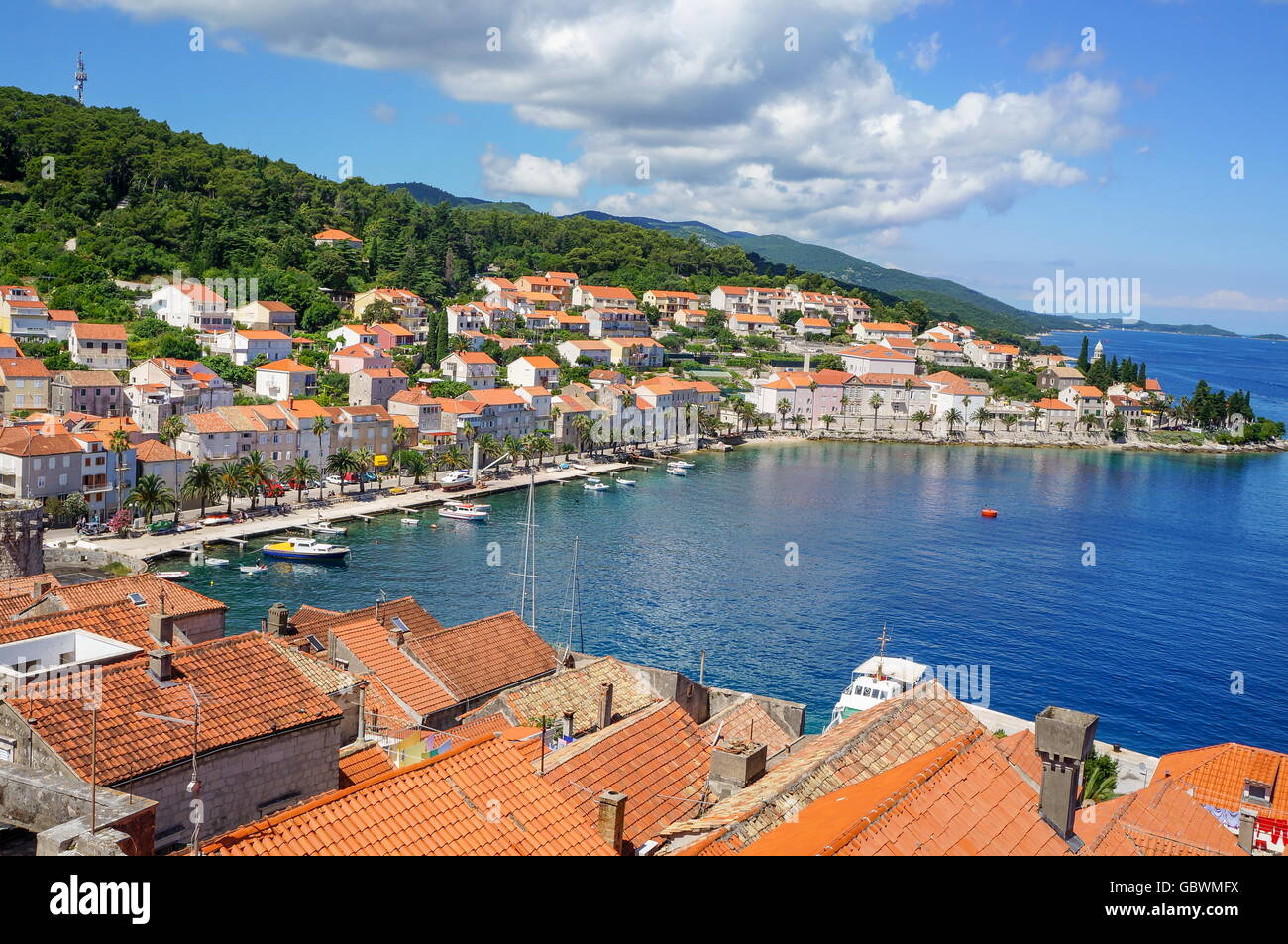 La isla de Korcula en Croacia, Europa. Destino de vacaciones de verano Foto de stock