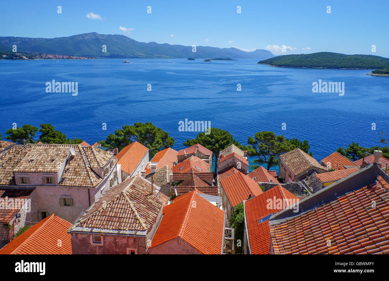 La isla de Korcula en Croacia, Europa. Destino de vacaciones de verano Foto de stock