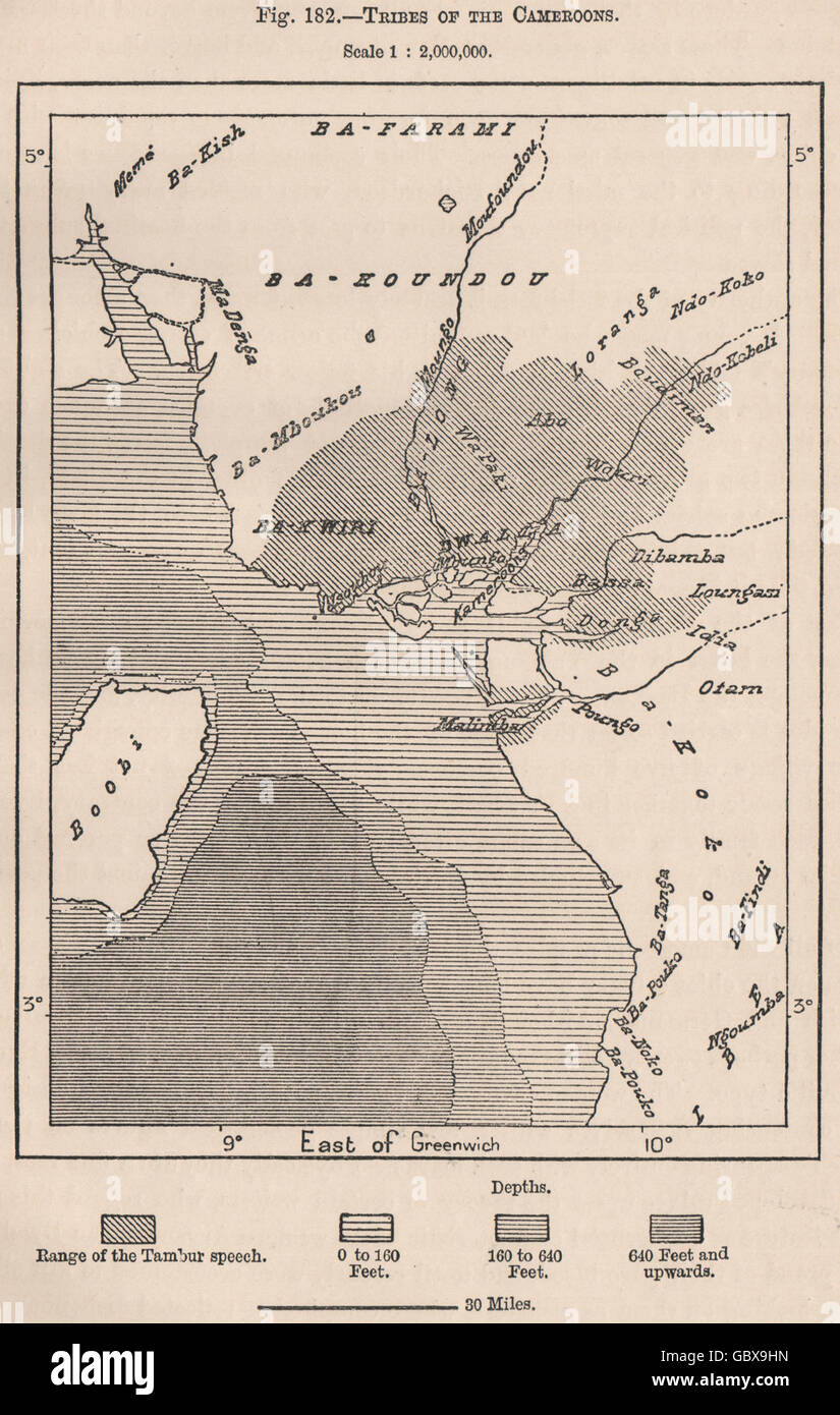 Tribus Del Camerún 1885 Mapa Antiguo Fotografía De Stock Alamy