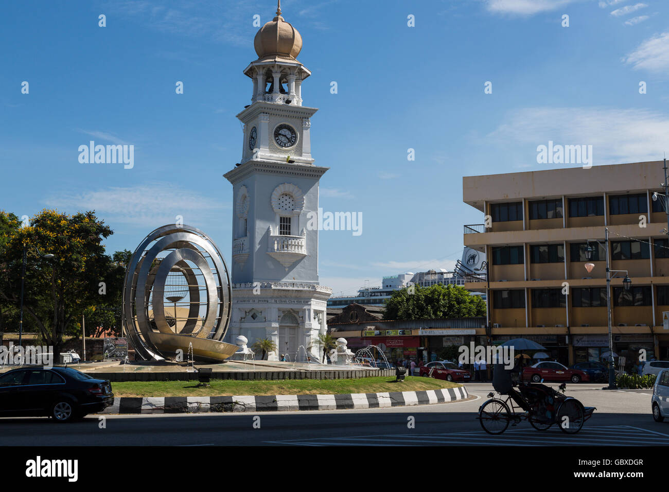 Queen Victoria Memorial Clock Tower, George Town, Penang, Malasia Foto de stock