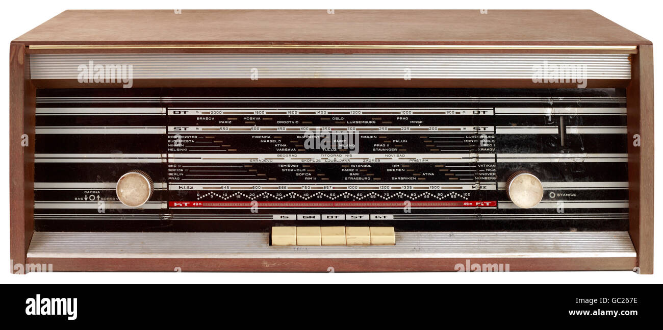 Sintonizador de radio marcado antiguo de madera aislada trazado recorte Fotografía stock - Alamy