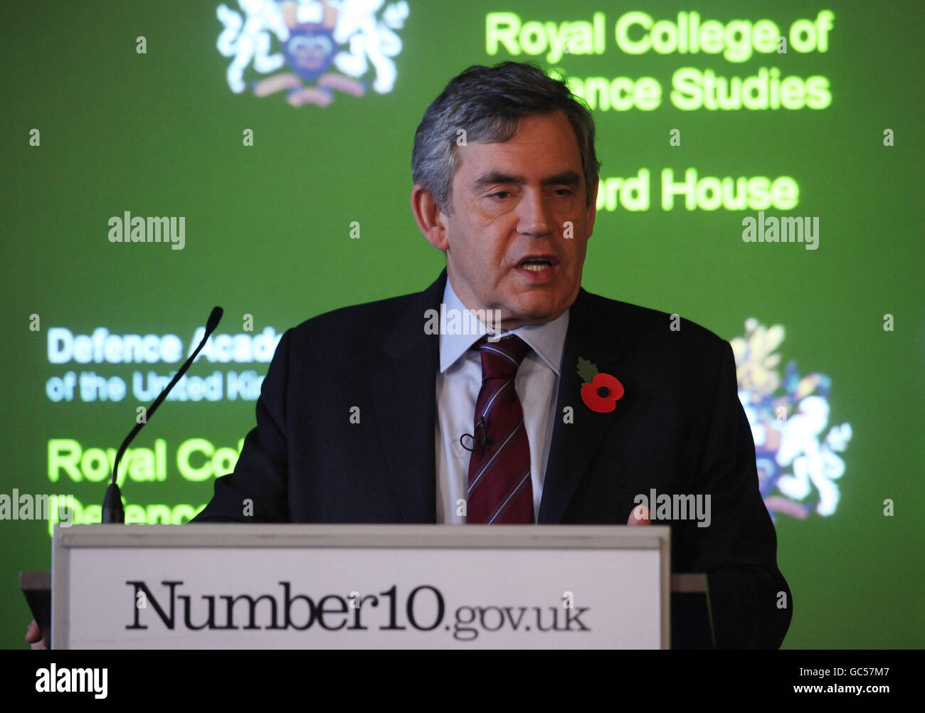 Gordon Brown habla sobre Afganistán Foto de stock