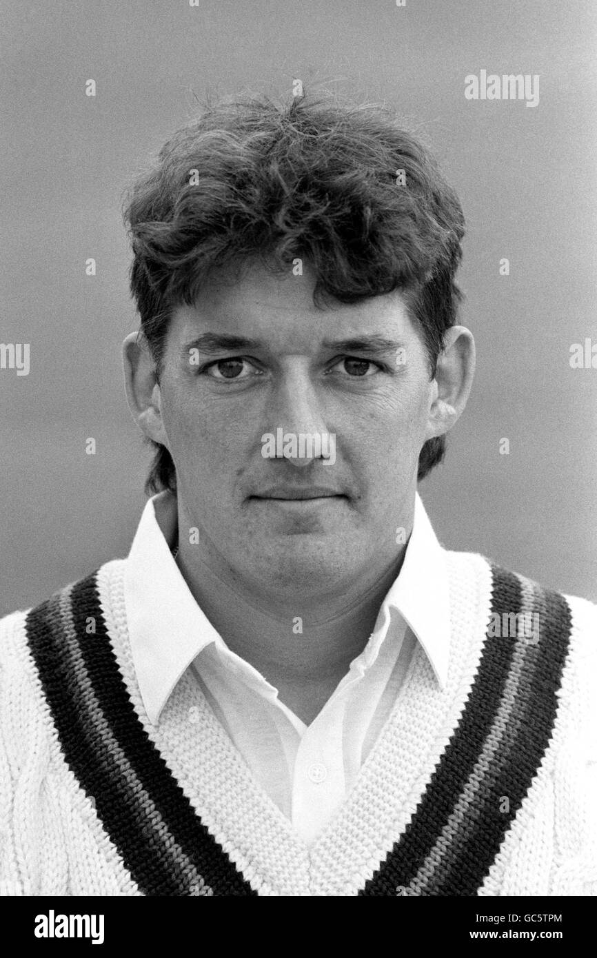 Ian Folley. Trágicamente murió en el hospital por un ataque al corazón en 1993, posiblemente como resultado de ser golpeado en la cara por una pelota de cricket durante un partido de North Lancashire a principios de ese día. Foto de stock