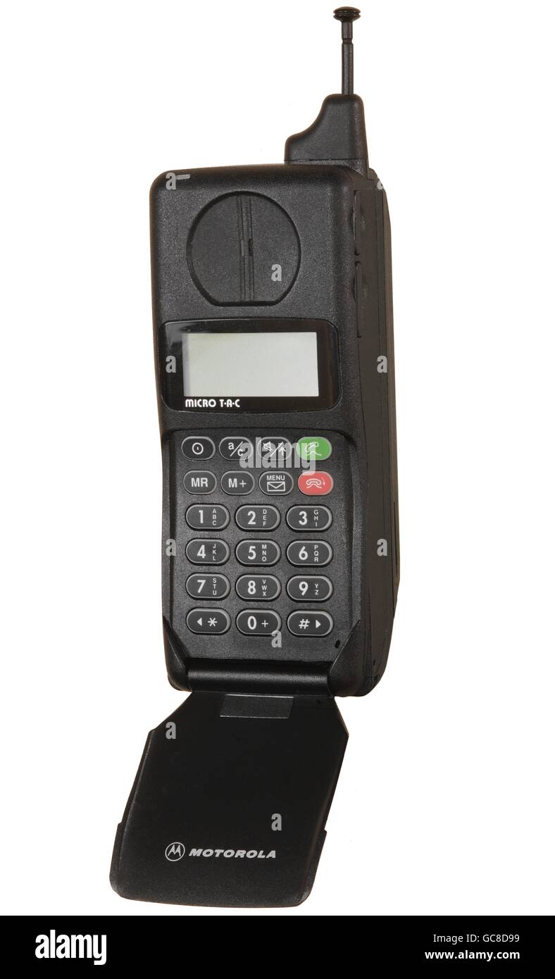 Tecnología, teléfono, radio móvil, teléfono móvil Motorola MICR TAC International 5200, 290g, altura plegada: 163mm, cobertura de celda D, EE.UU., 1994, Derechos adicionales-Clearences-no disponible Foto de stock
