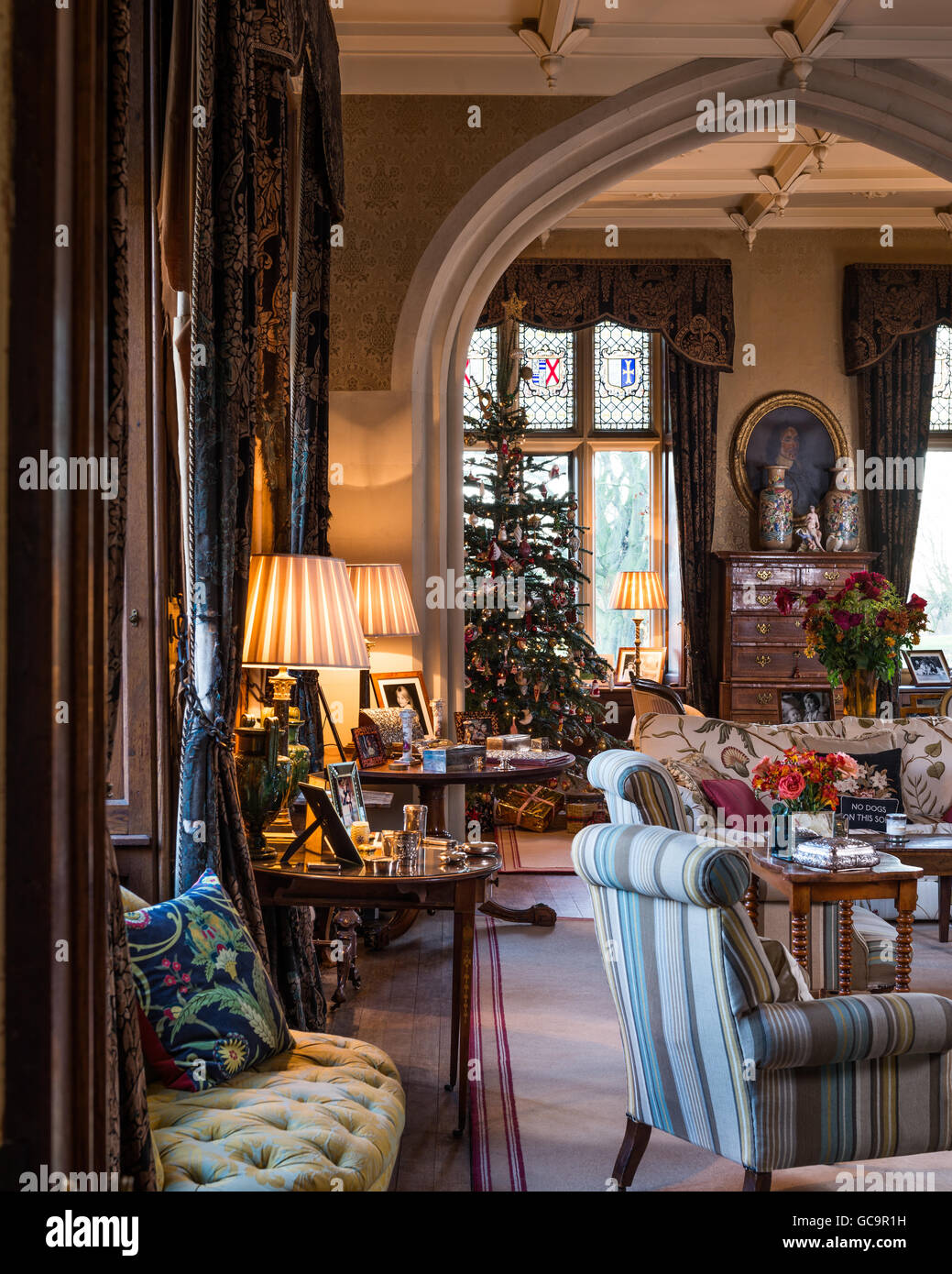 Salón decorado en grado que enumeré, gótica victoriana Carlton Torres, East Riding a Chris Foto de stock