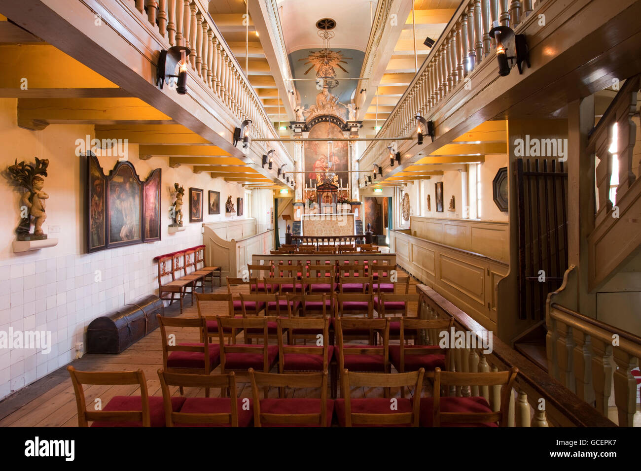 Museo Amstelkring, Ons Lieve Heer op soldadura casa de la iglesia, la Iglesia clandestina, Amsterdam, Holanda, Países Bajos, Europa Foto de stock