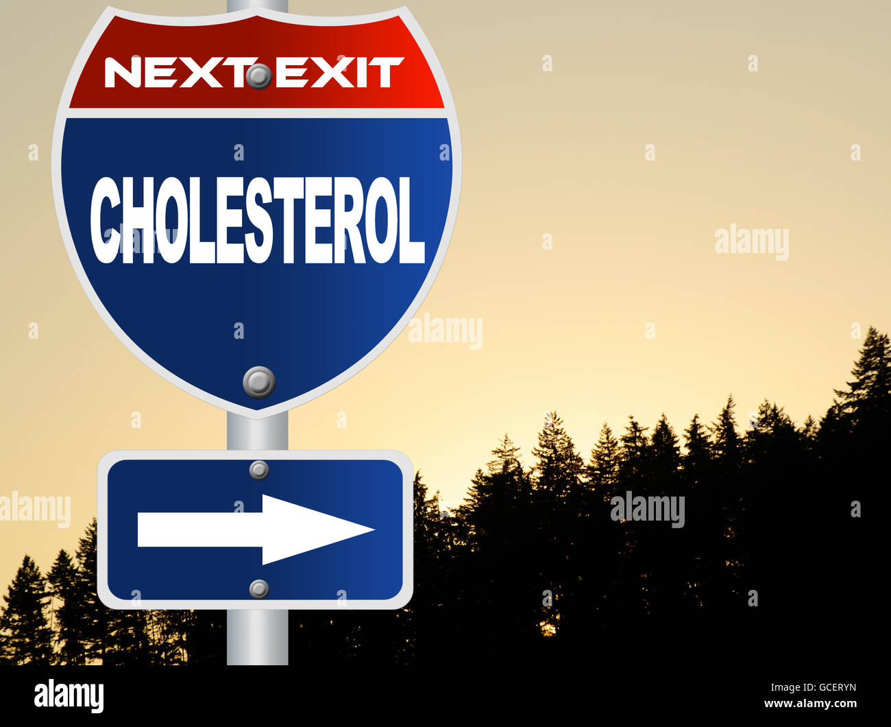 Señal de carretera de colesterol Foto de stock