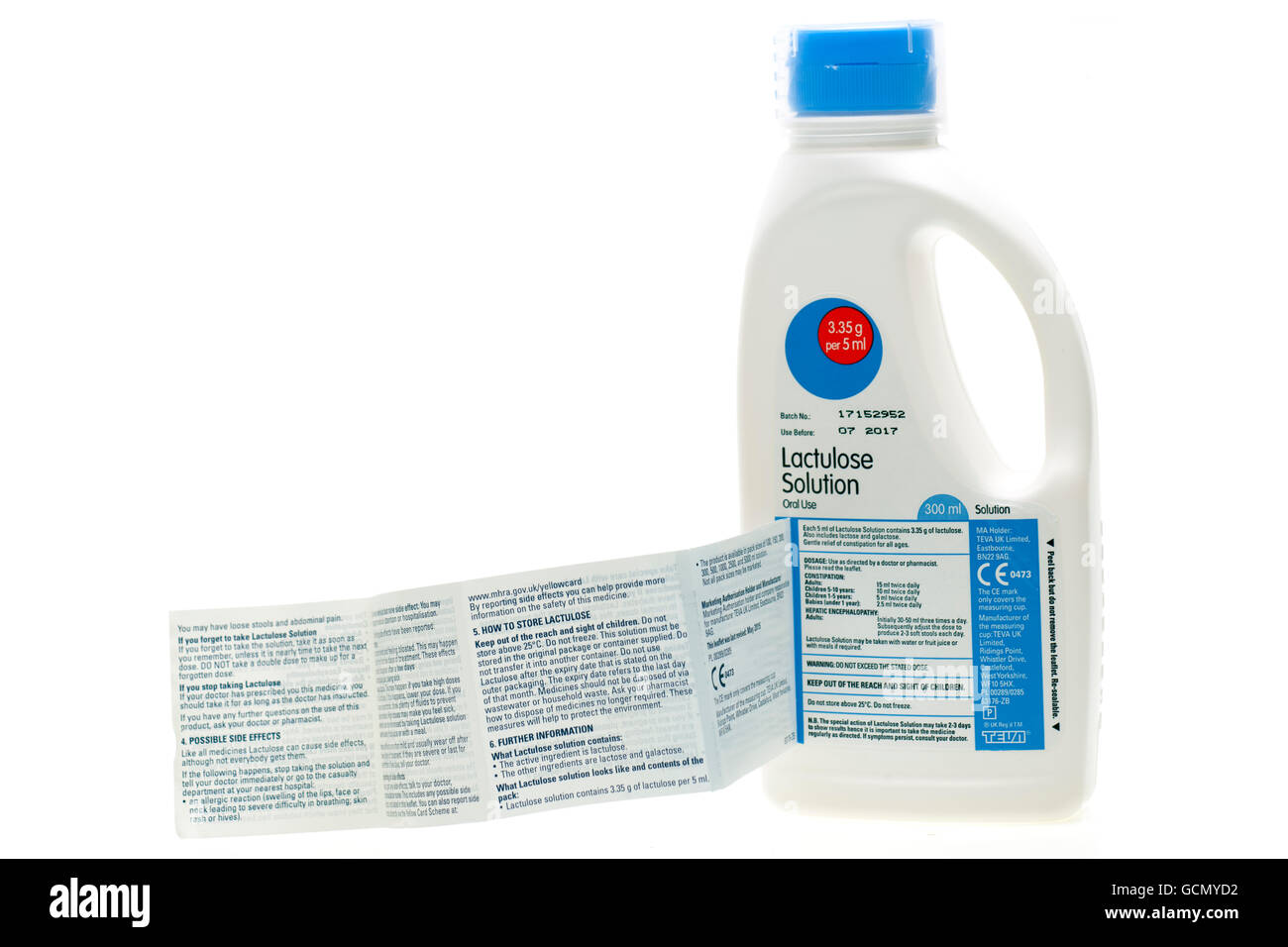 Botella de 300 ml de solución oral de Teva UK lactosa estreñimiento remedy Foto de stock