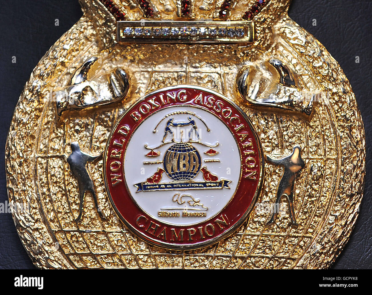 Una visión general del Cinturón Súper Ligero de la WBA, durante una  conferencia de prensa en Planet Hollywood en Londres, para el anuncio del  choque del título mundial entre el Campeón del