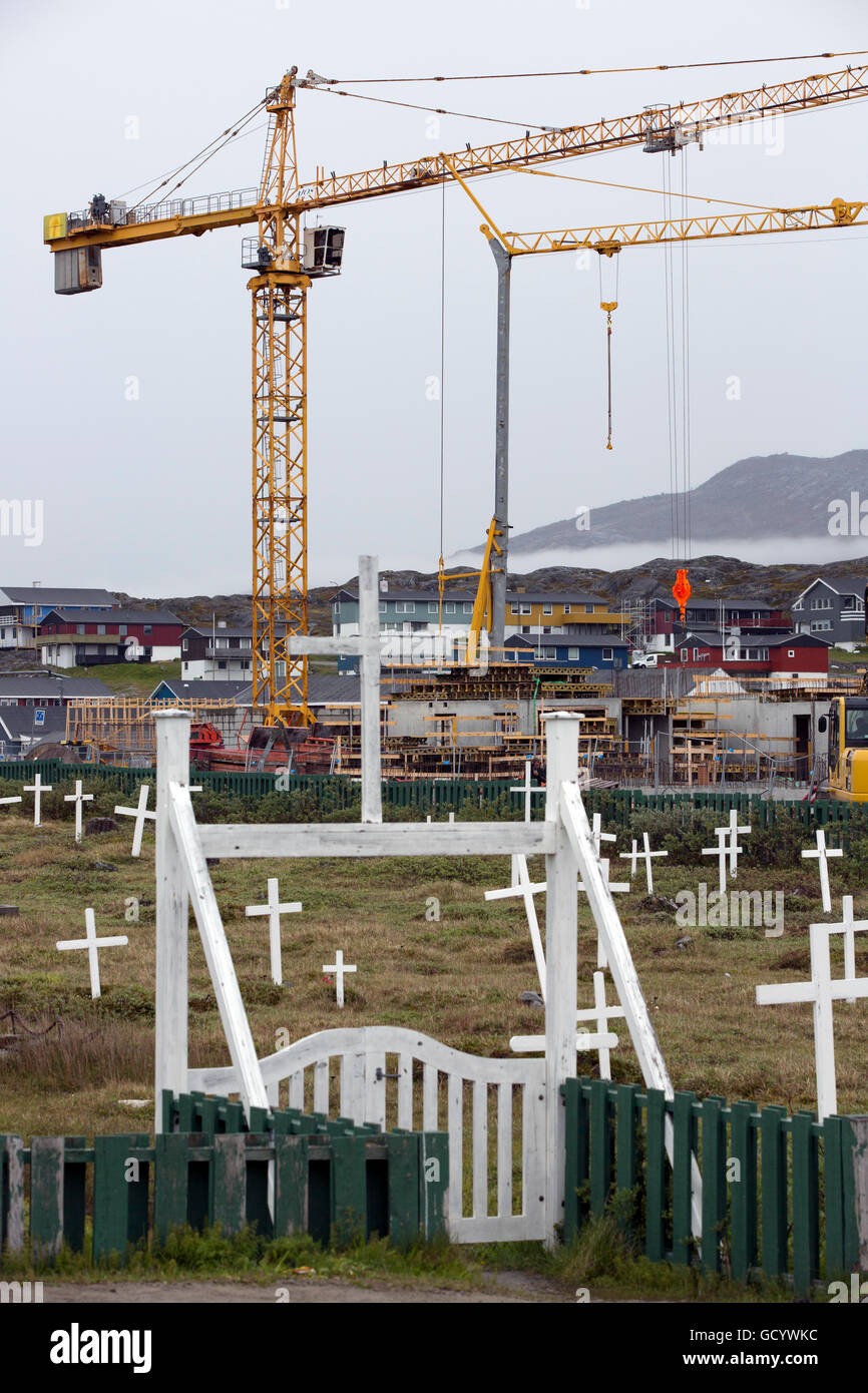 Grúas de construcción, Nuuk (Groenlandia Foto de stock