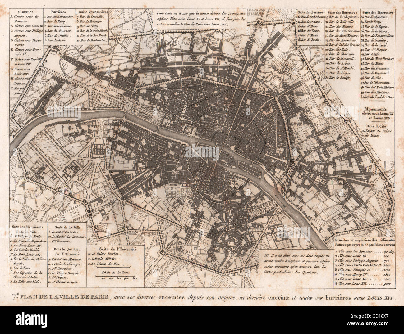 Ville De Paris C1785 Sous Louis Xvi Plan De La Ciudad Aguatinta 1808 Viejo Mapa Fotografia De Stock Alamy