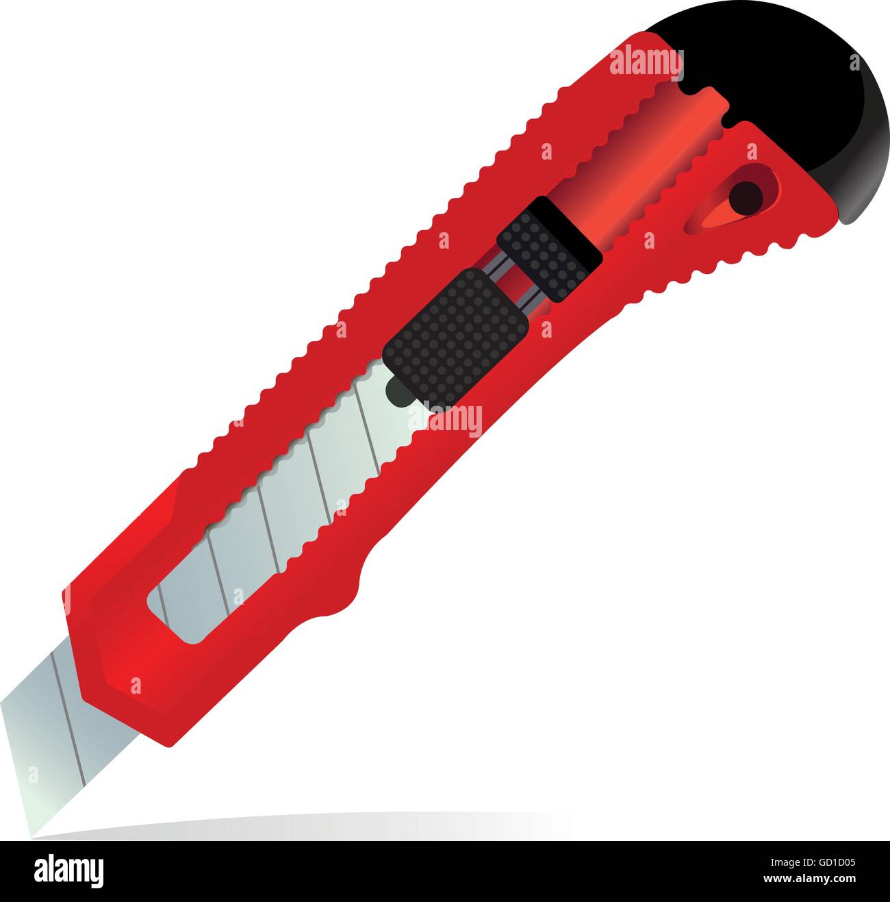 El rojo papelería Cuchillo aislado sobre fondo blanco. Ilustración del Vector