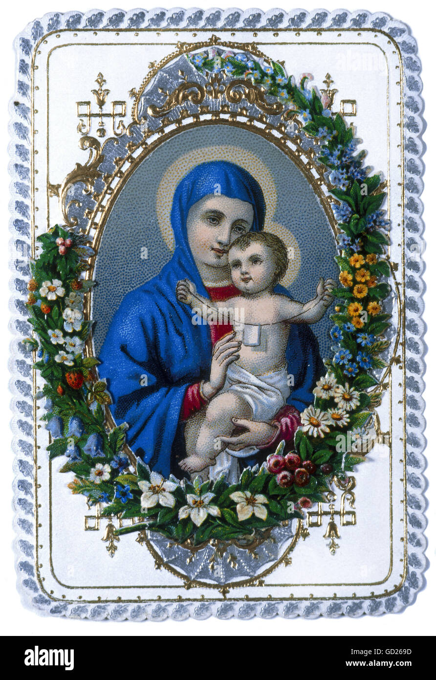 Religión, Cristianismo, Madonna / Santa María con niño, imagen devocional, alrededor de 1890, Derechos adicionales-Clearencias-no disponible Foto de stock