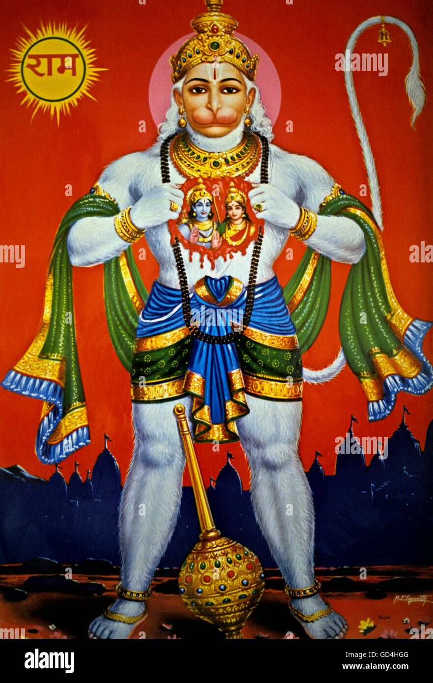 Póster de Hanuman Foto de stock