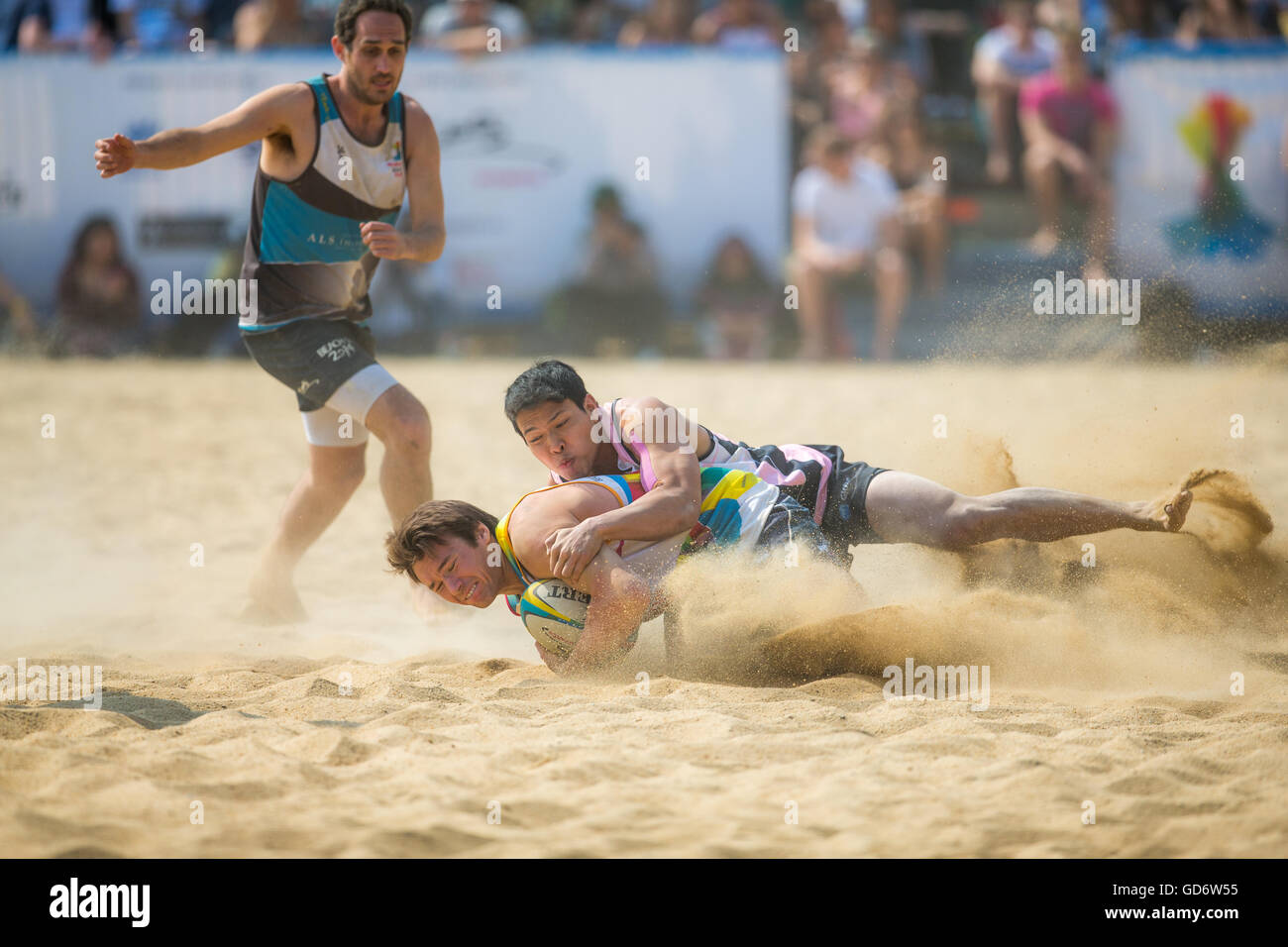 - Rugby Playa Playa de Hong Kong 5's 2014 Foto de stock
