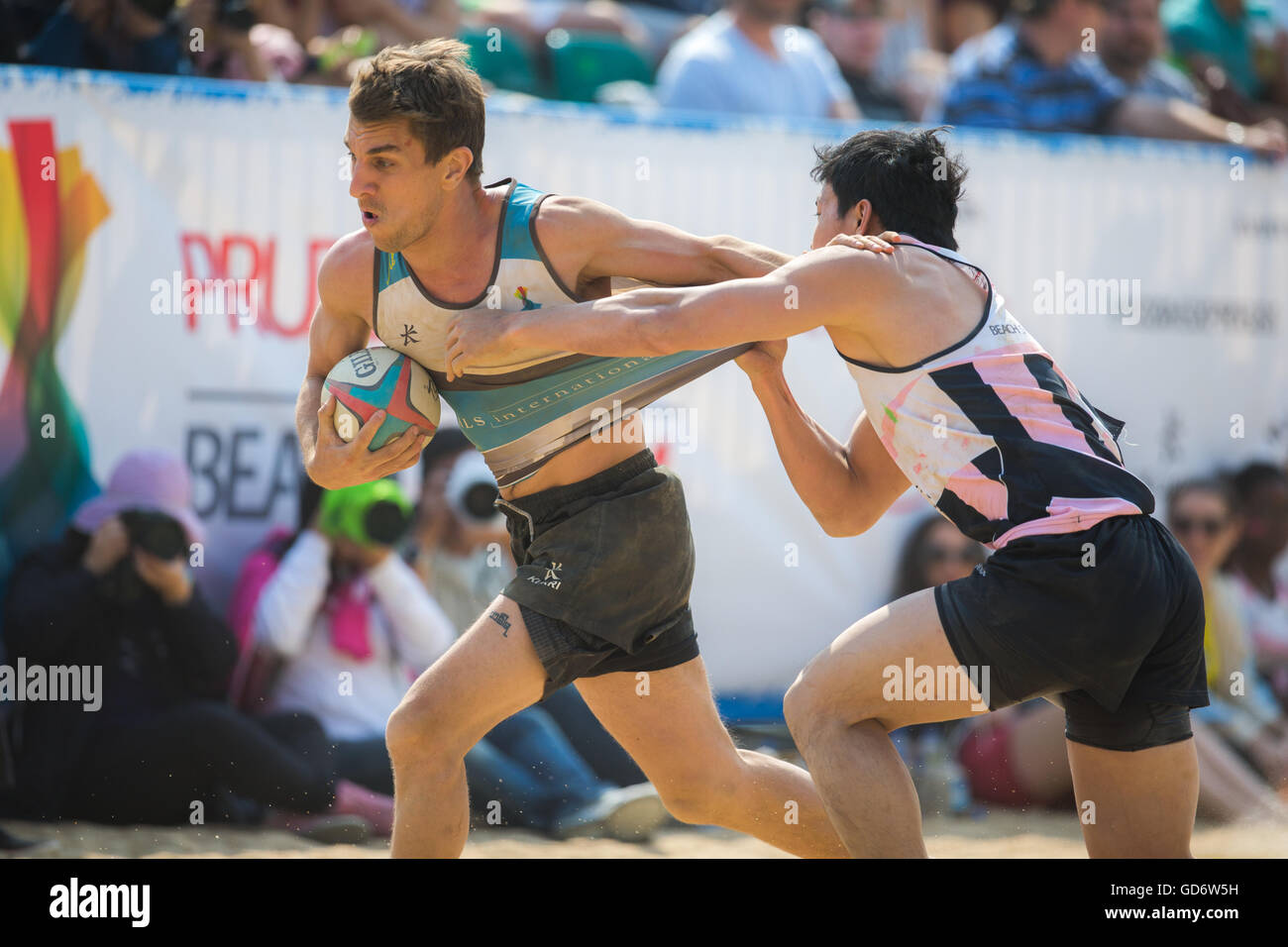 - Rugby Playa Playa de Hong Kong 5's 2014 Foto de stock