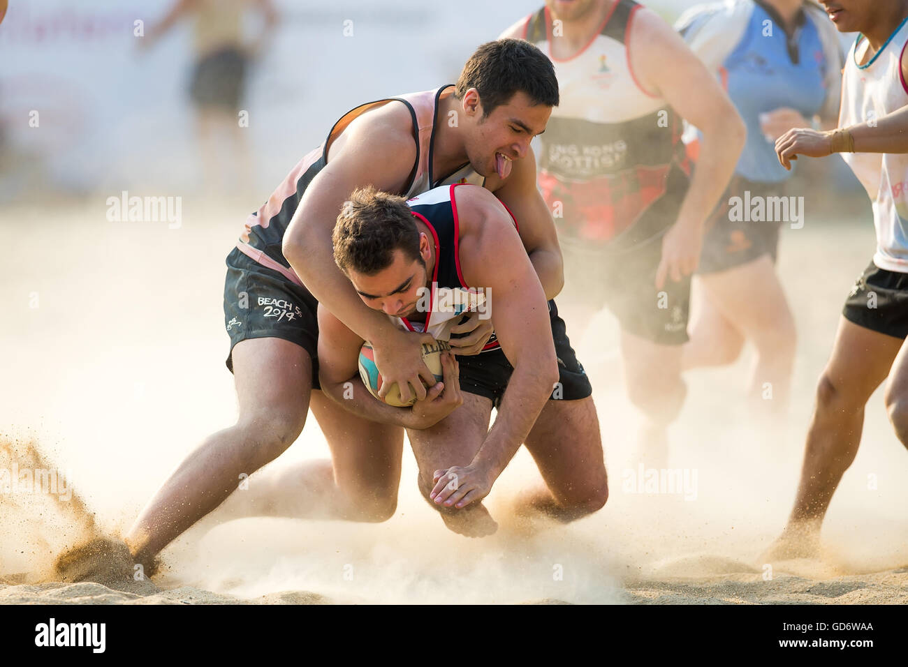 - Rugby Playa Playa de Hong Kong 5's 2014 Foto de stock