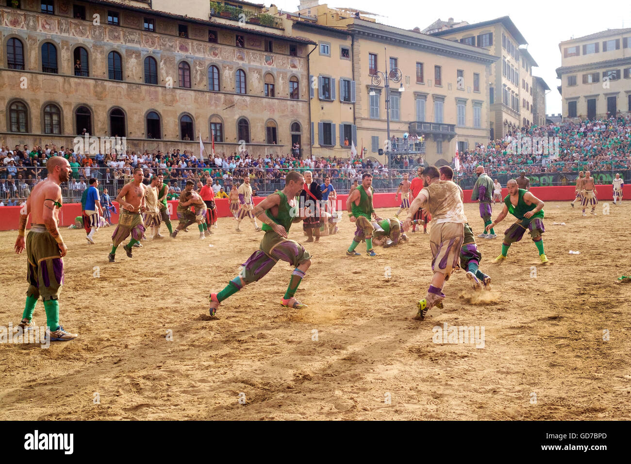 Partido de fútbol florentino en Florencia Foto de stock