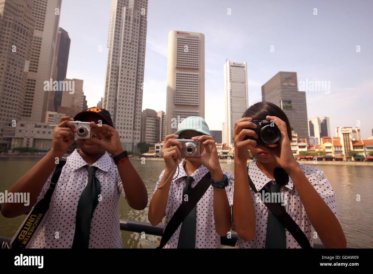Die Skyline im im Inselstaat Bankenviertel von Singapur Singapur en Asien. Foto de stock