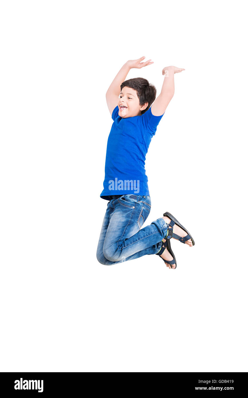 1 KID Boy Jumping enérgica Vitalidad Foto de stock