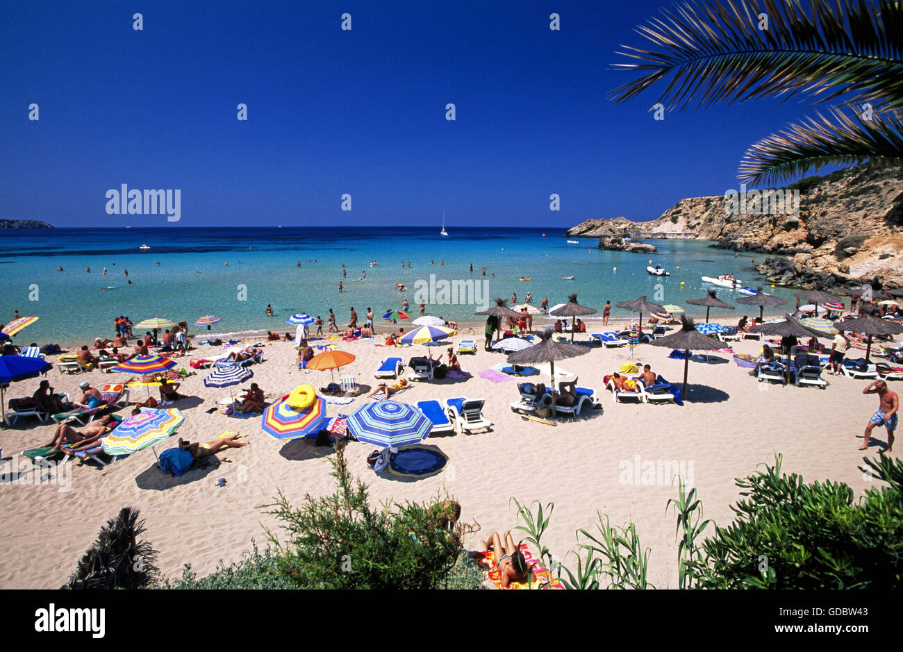 Cala Tarida, Ibiza, Islas Baleares, España Foto de stock