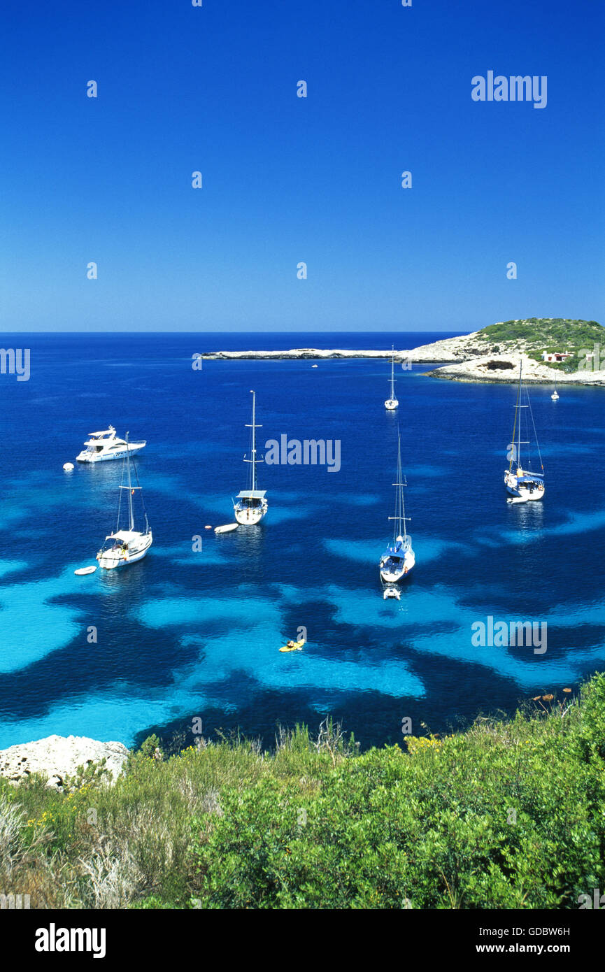 Cerca de la Bahía de Portinatx, Ibiza, Islas Baleares, España Foto de stock