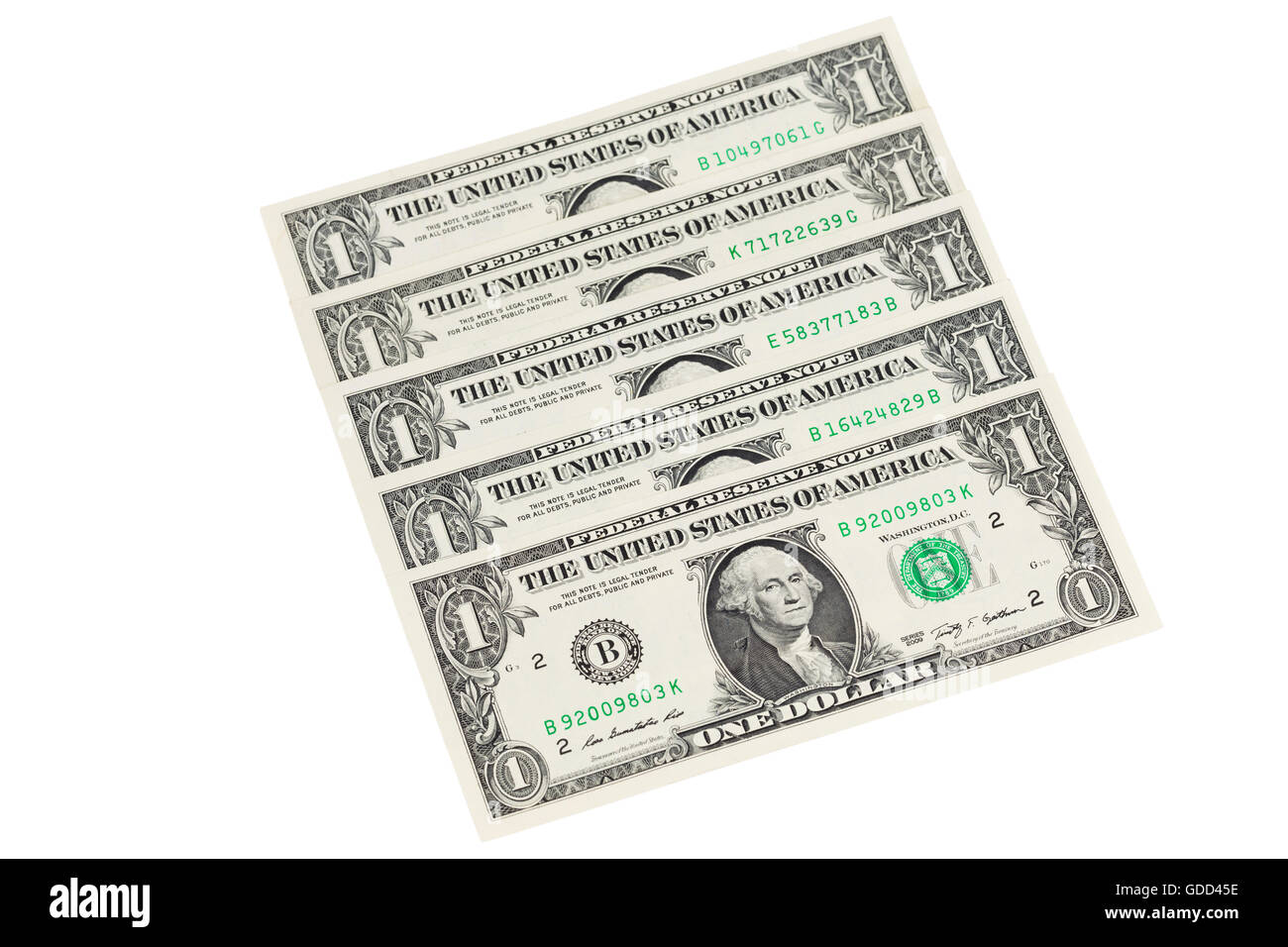 Los billetes de un dólar EE.UU. Foto de stock
