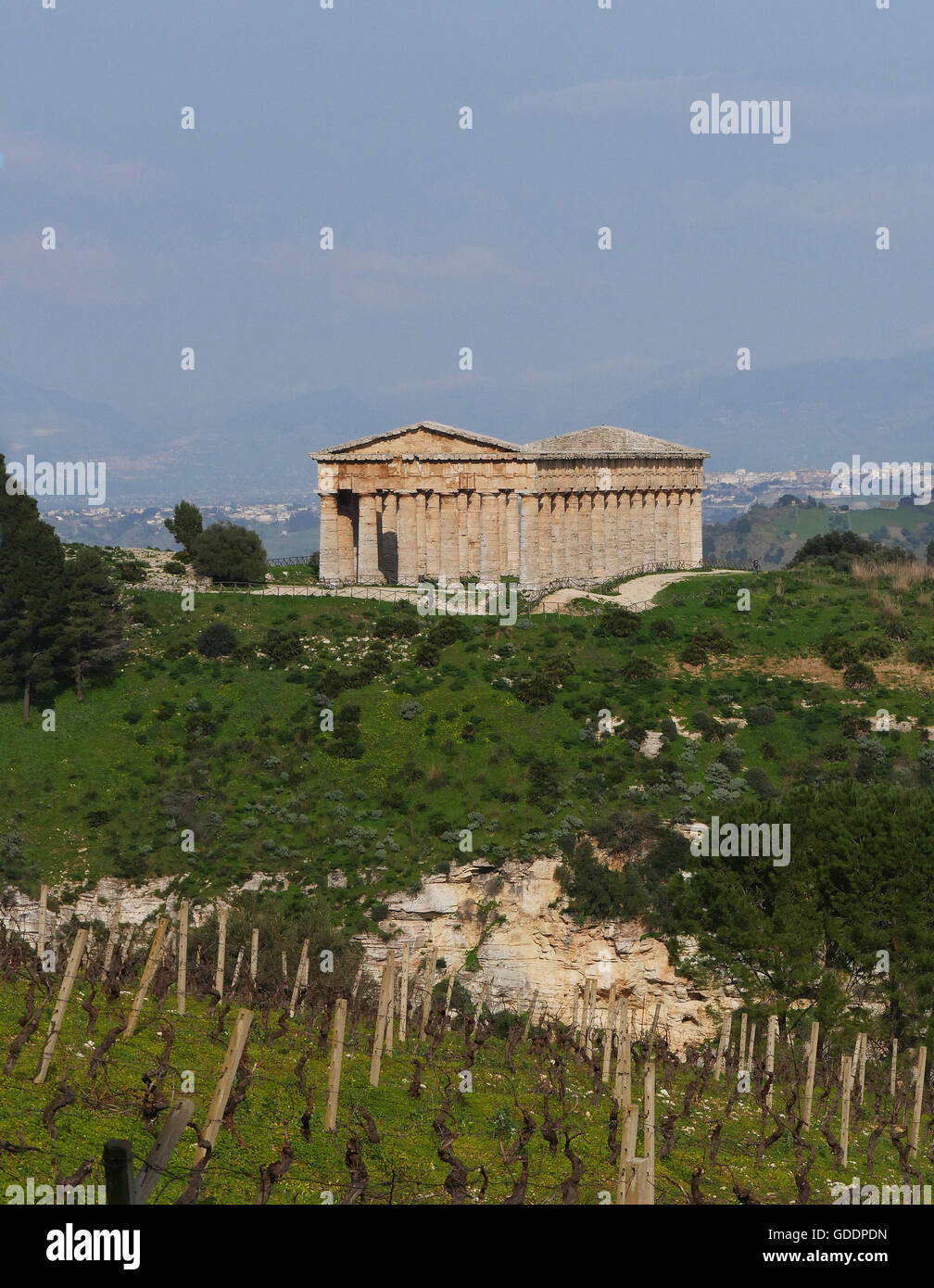 El griego antiguo templo dórico, Segesta, sitio arqueológico, Sicilia, Italia Foto de stock