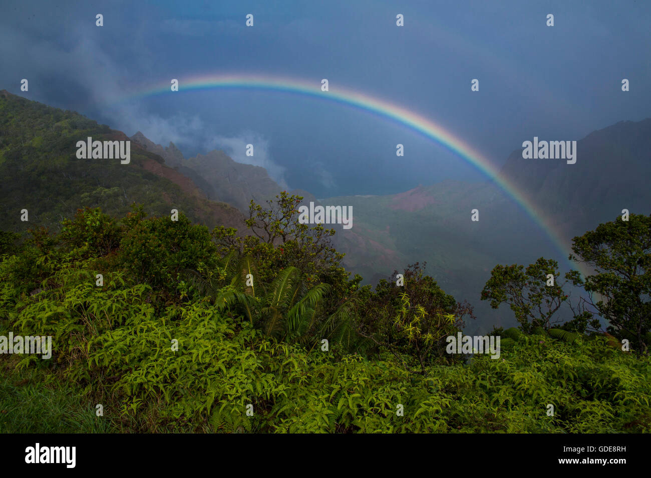 Kauai,bien Pali,costa,State Park,rainbow,ESTADOS UNIDOS,Hawaii,Latina,clima, Foto de stock