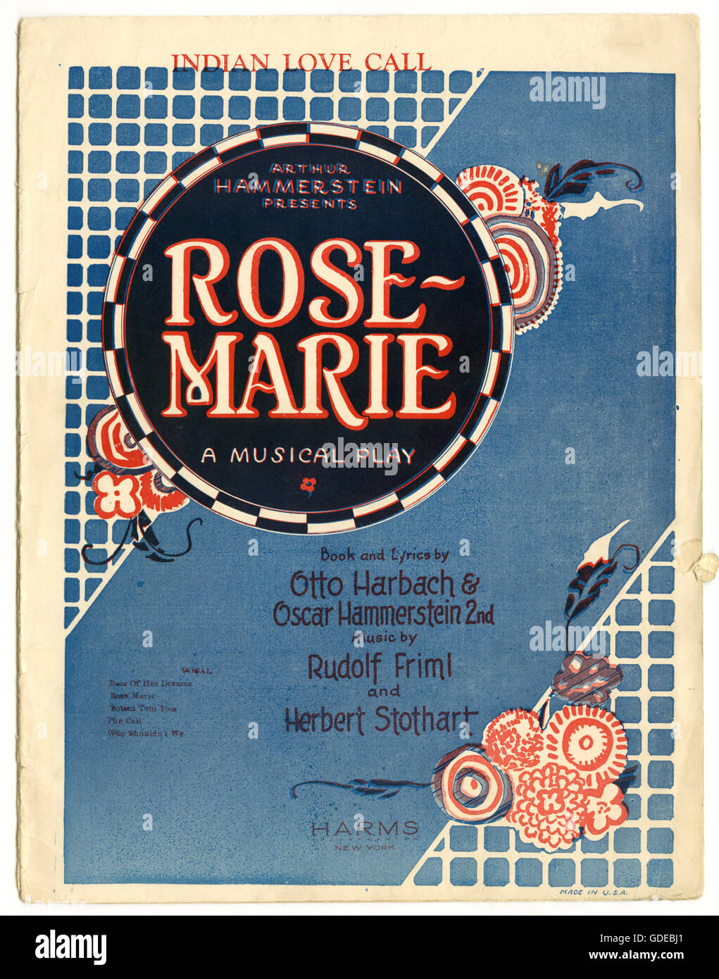 Partituras de piano para encubrir el Amor Indio llamada desde musical  Rose-Marie 1924 Fotografía de stock - Alamy