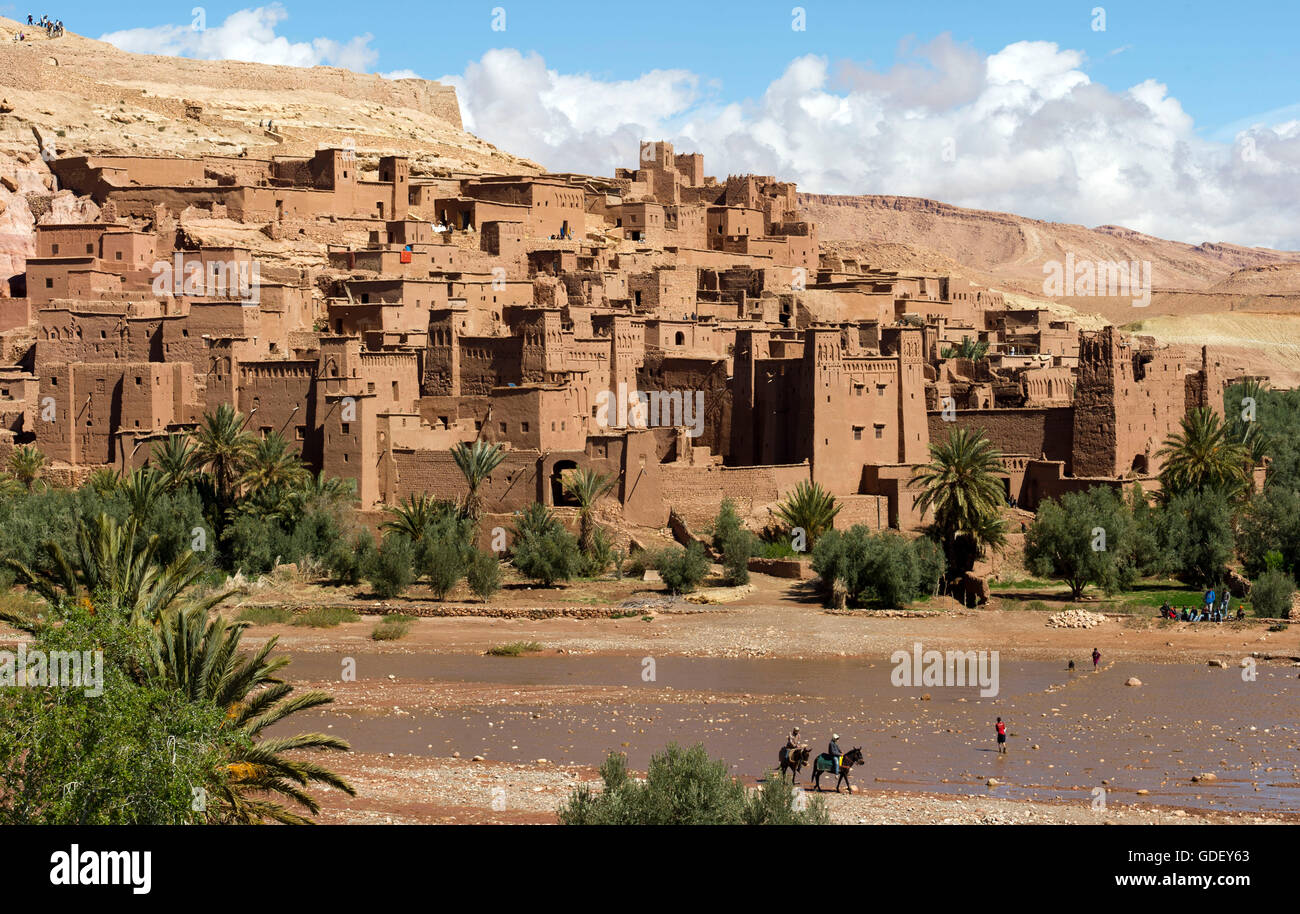 Marruecos, África Kasbah Ait Benhaddou, la UNESCO Weltkulturerbe, Ouarzazate, el Valle de las Kasbahs Foto de stock